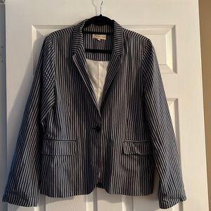 Blue & White striped blazer - L
